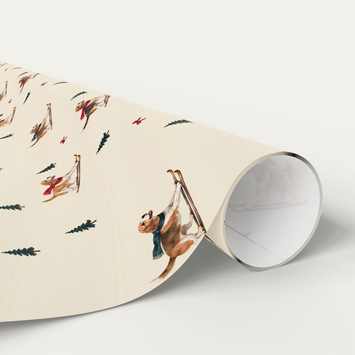 Beagle Christmas Skiing Wrapping Paper