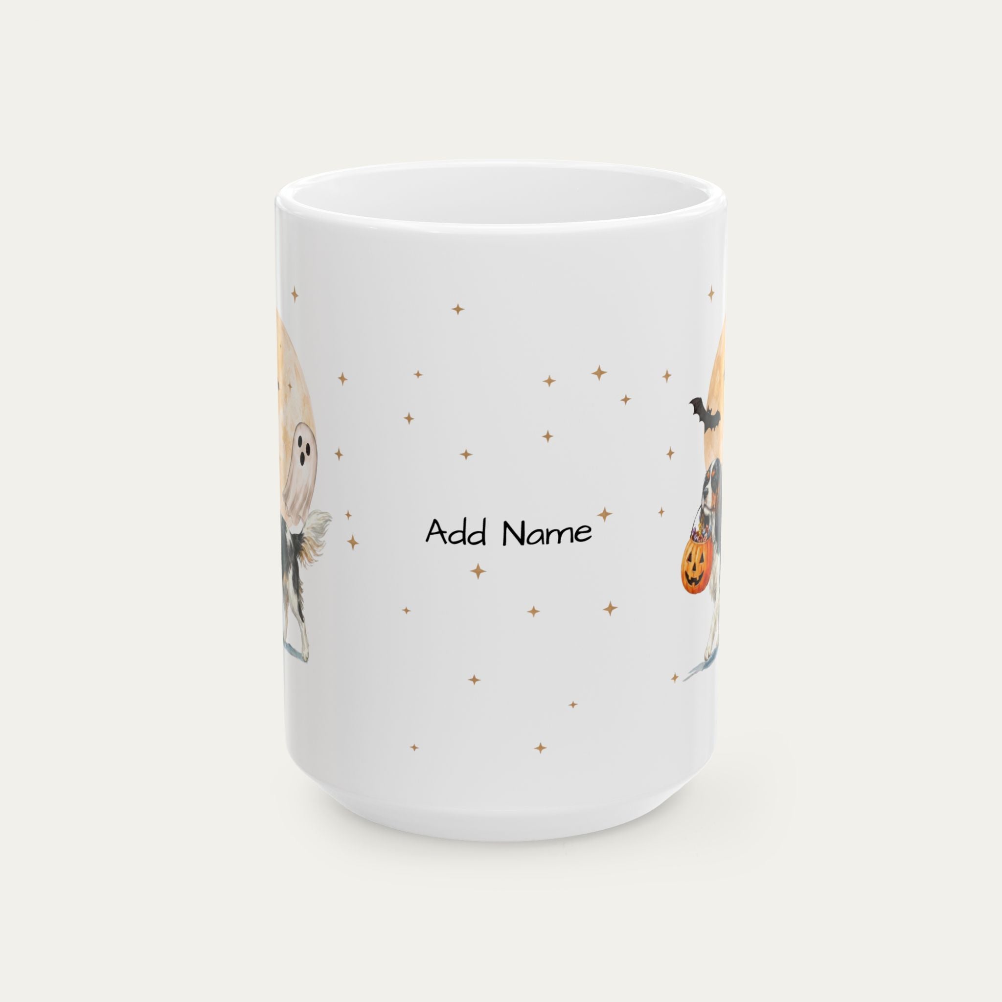 Custom Cavalier Spaniel Tri Color Halloween mug