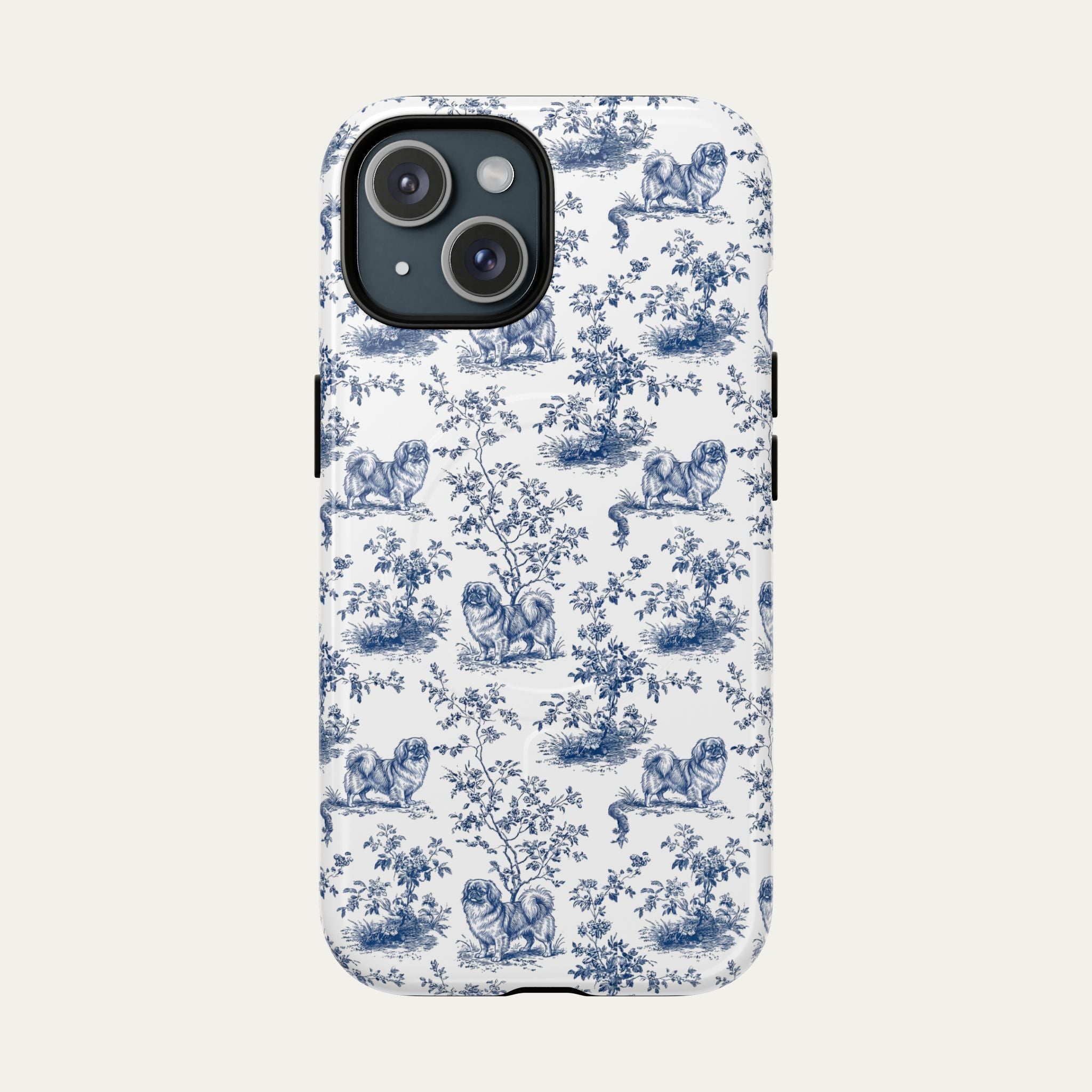 Pekingese Blue Toile Phone case