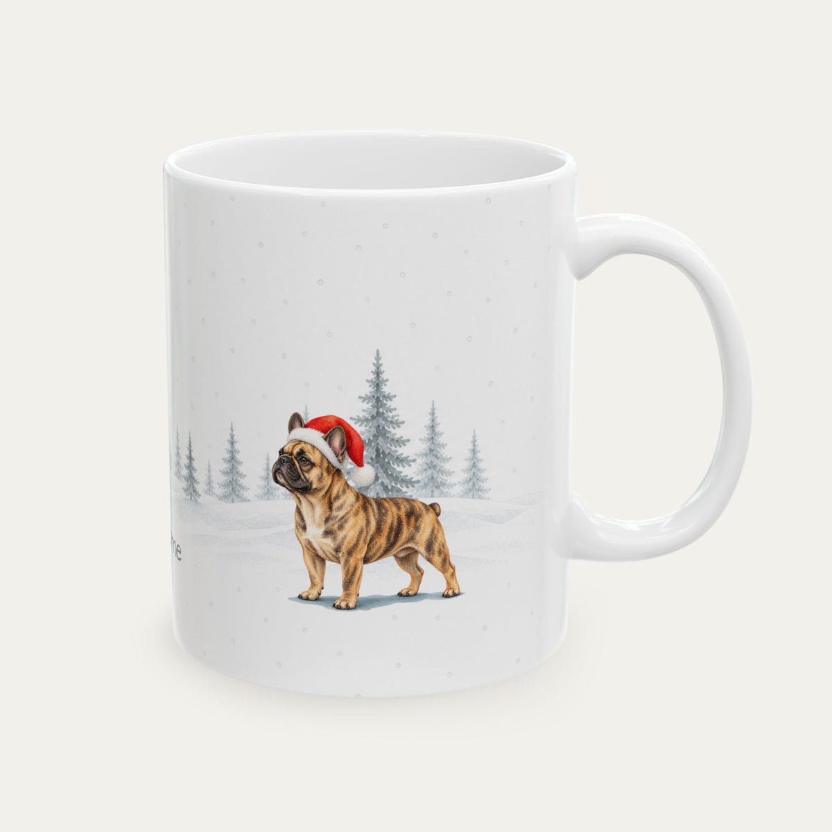 Custom French Bulldog Brindle Christmas Santa Hat Mug