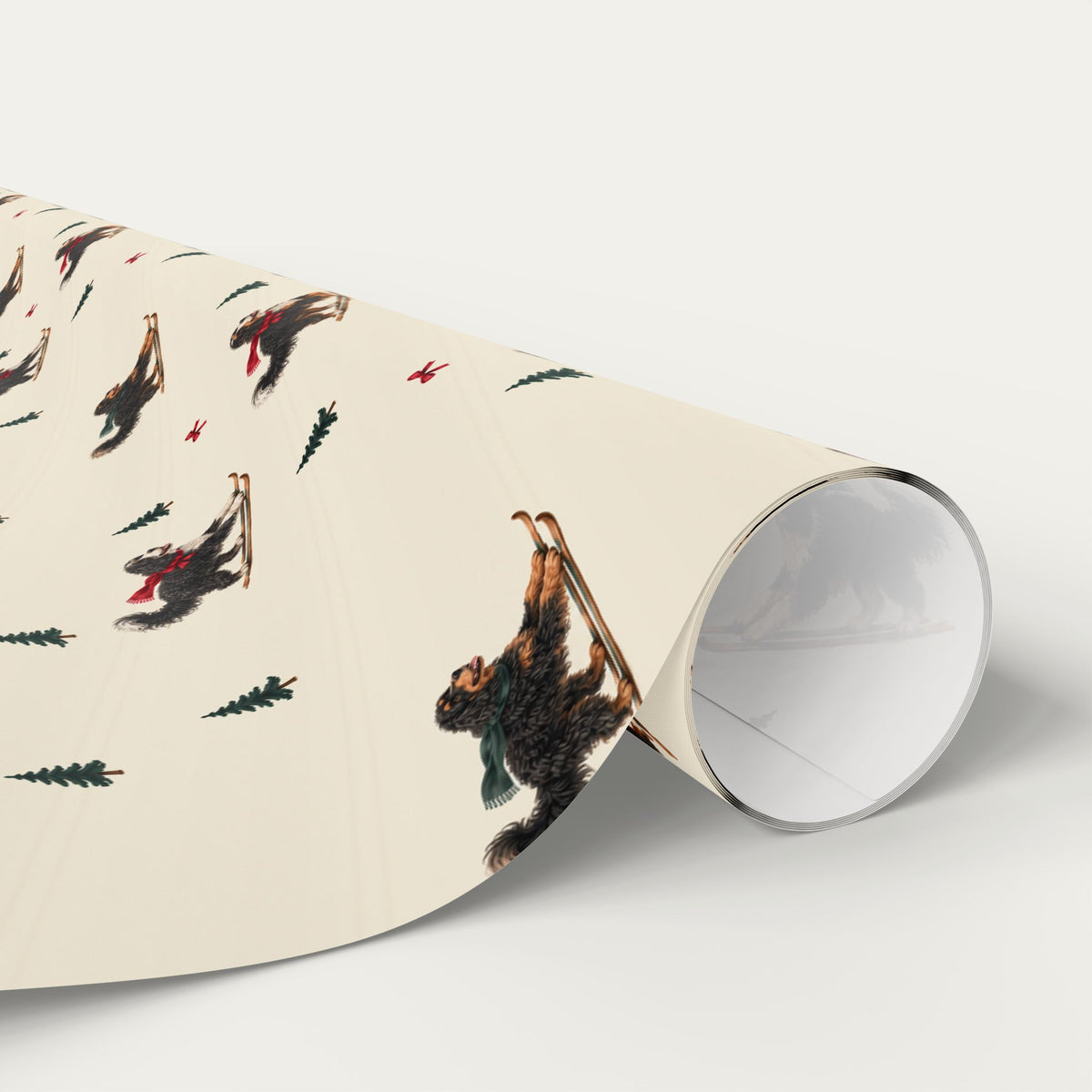 Bernedoodle Christmas Skiing Wrapping Paper