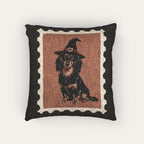 Dachshund LH Black and Tan Halloween Woven Pillow
