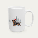 Custom Dachshund Black and Tan Dapple  Christmas Santa Hat Mug