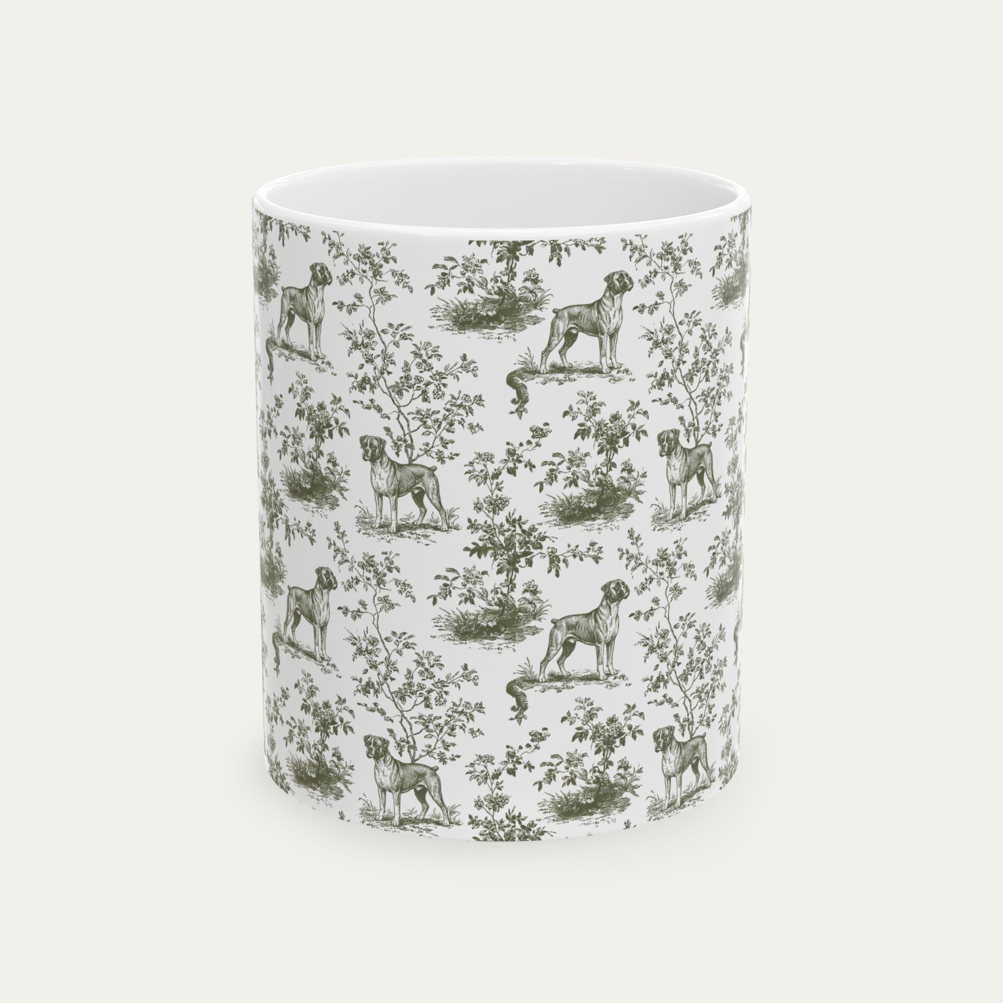 Boxer Sage Green Toile Mug