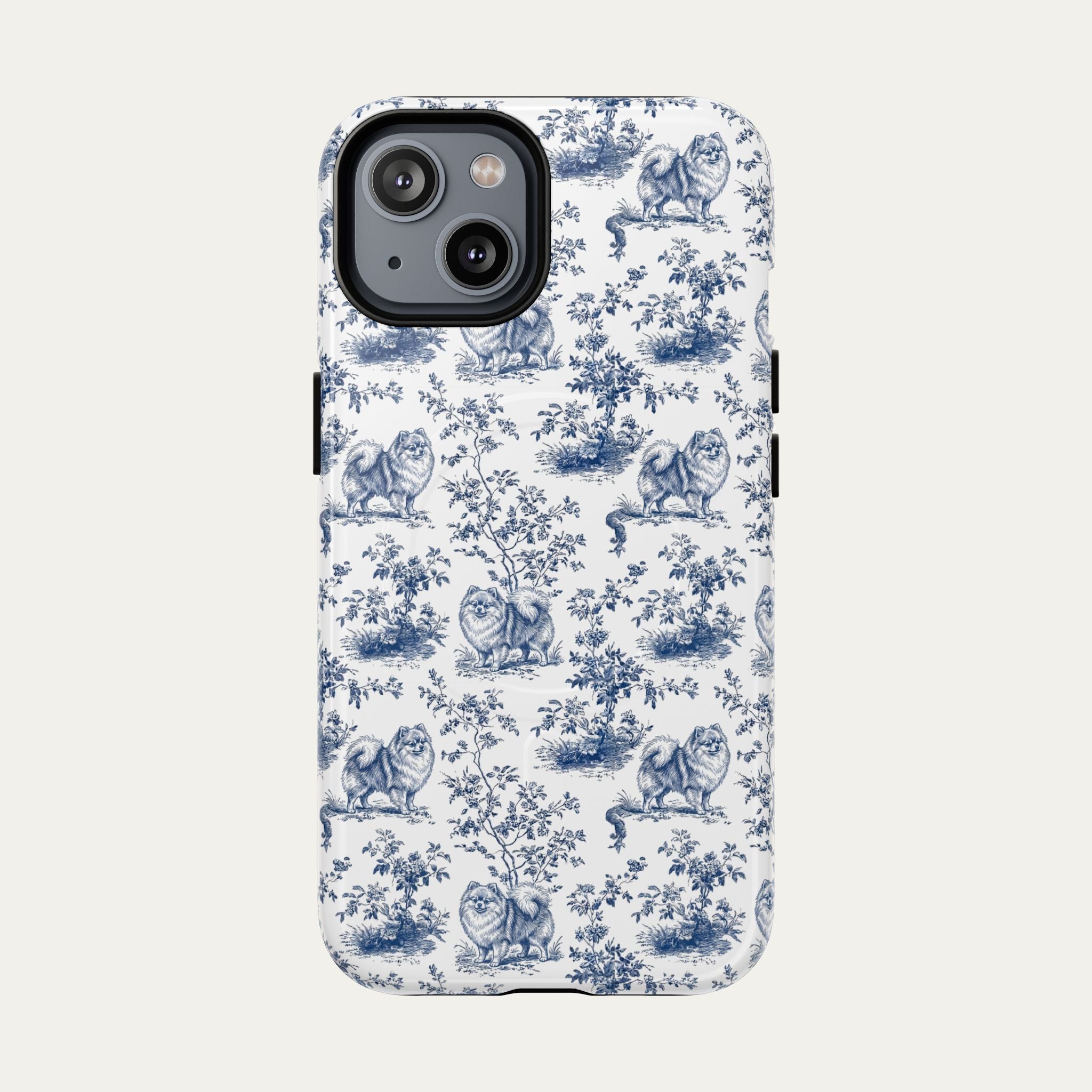 Pomeranian Blue Toile Phone case