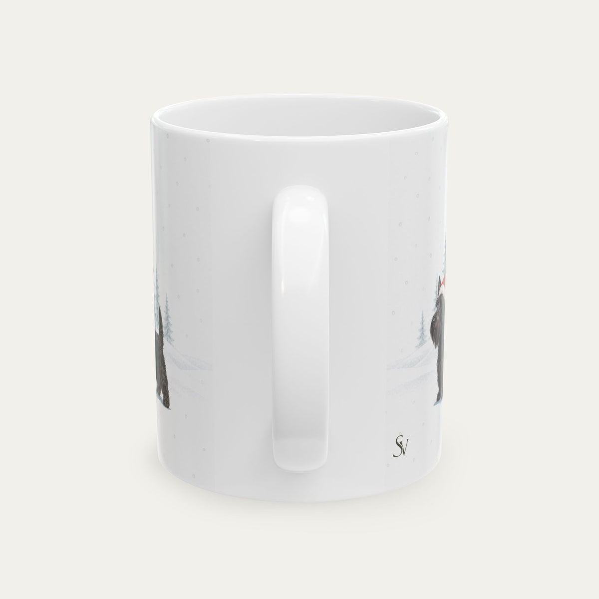 Custom Scottish Terrier Black Christmas Santa Hat Mug