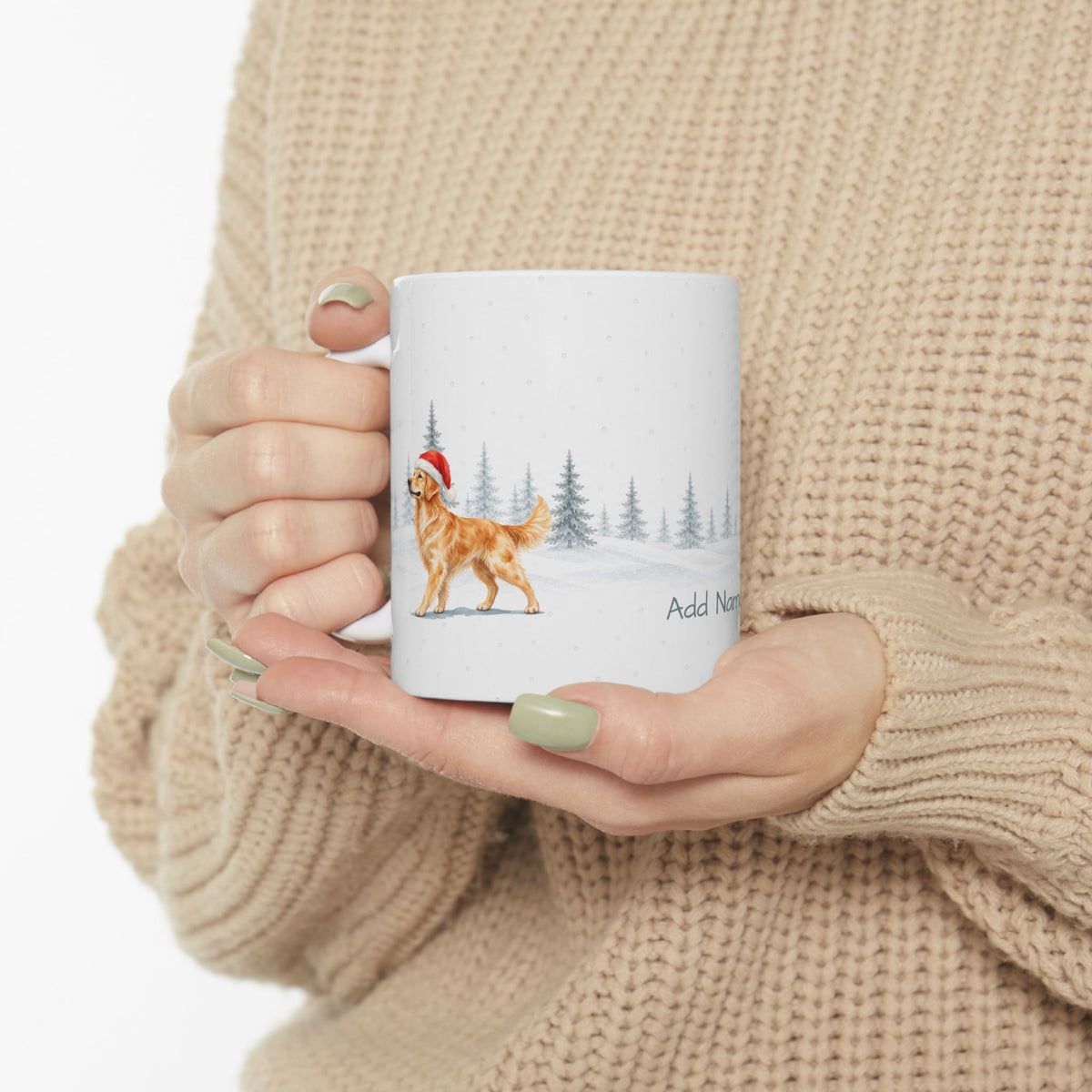 Custom Golden Retriever Golden Christmas Santa Hat Mug