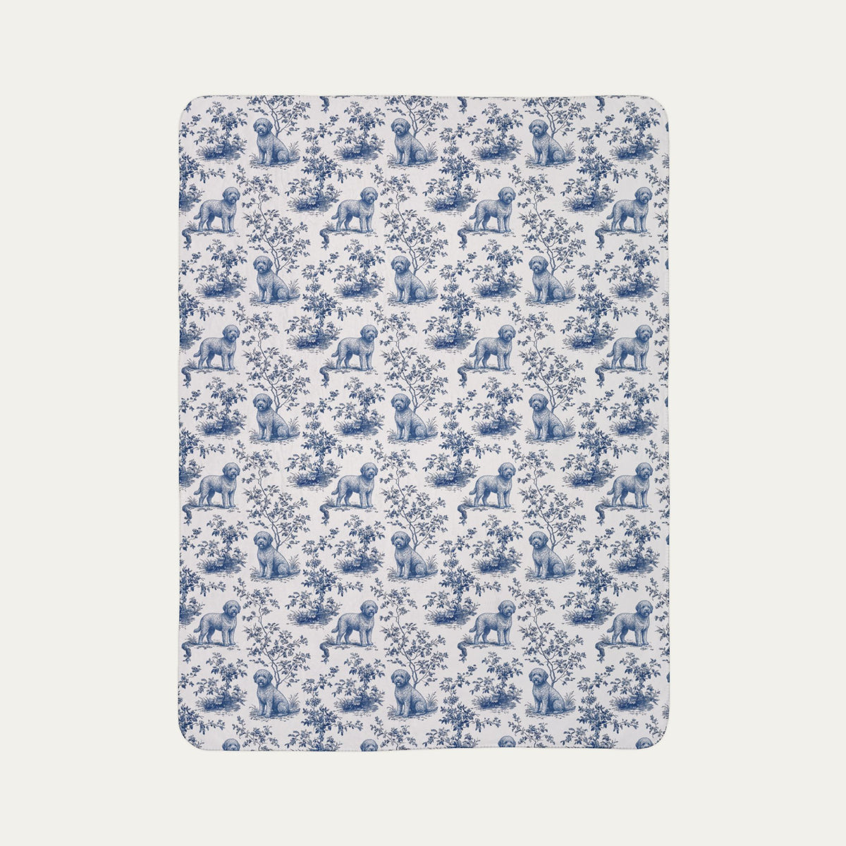 Spanish Water Dog Toile De Jouy Fleece Blanket