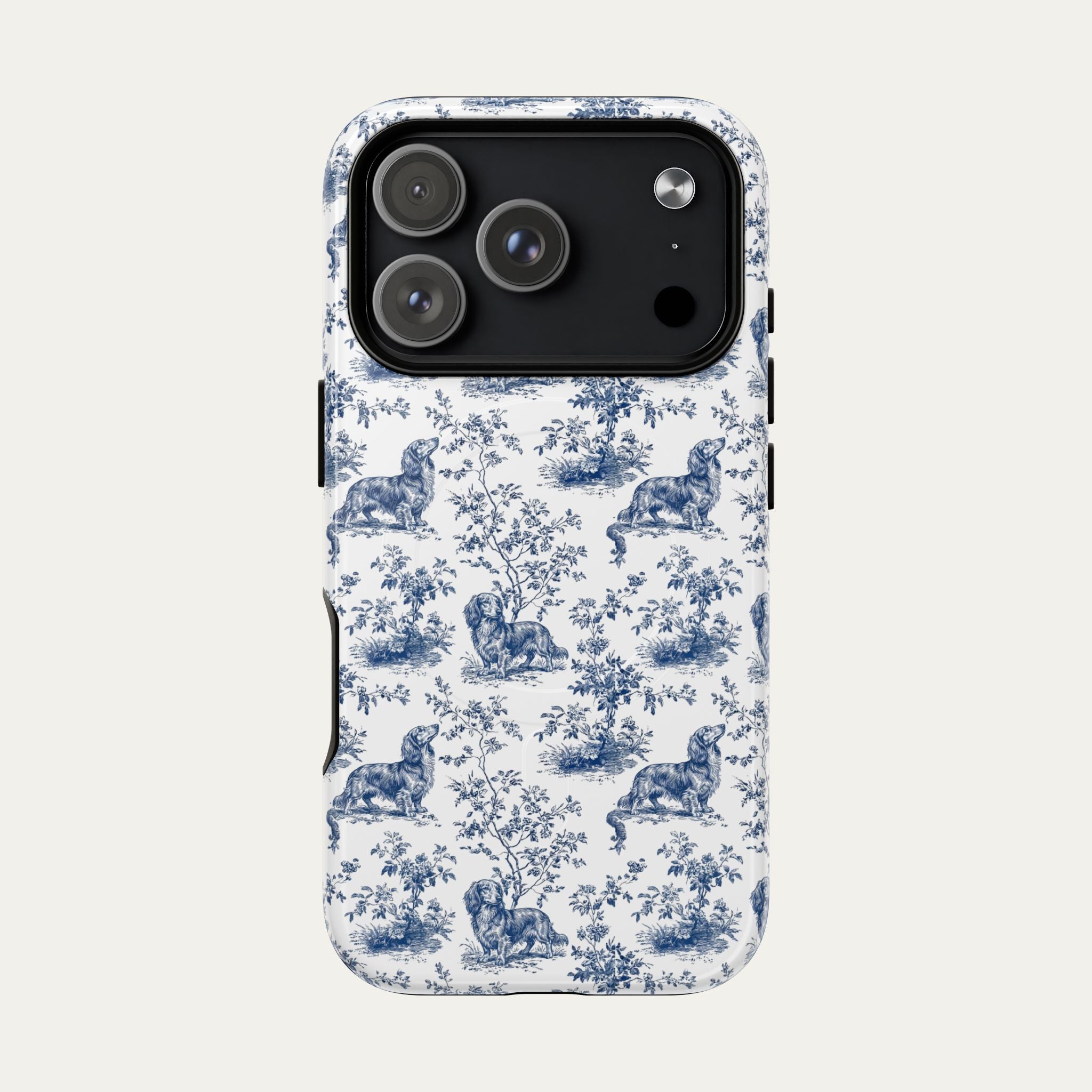 Dachshund Longhaired Blue Toile Phone case