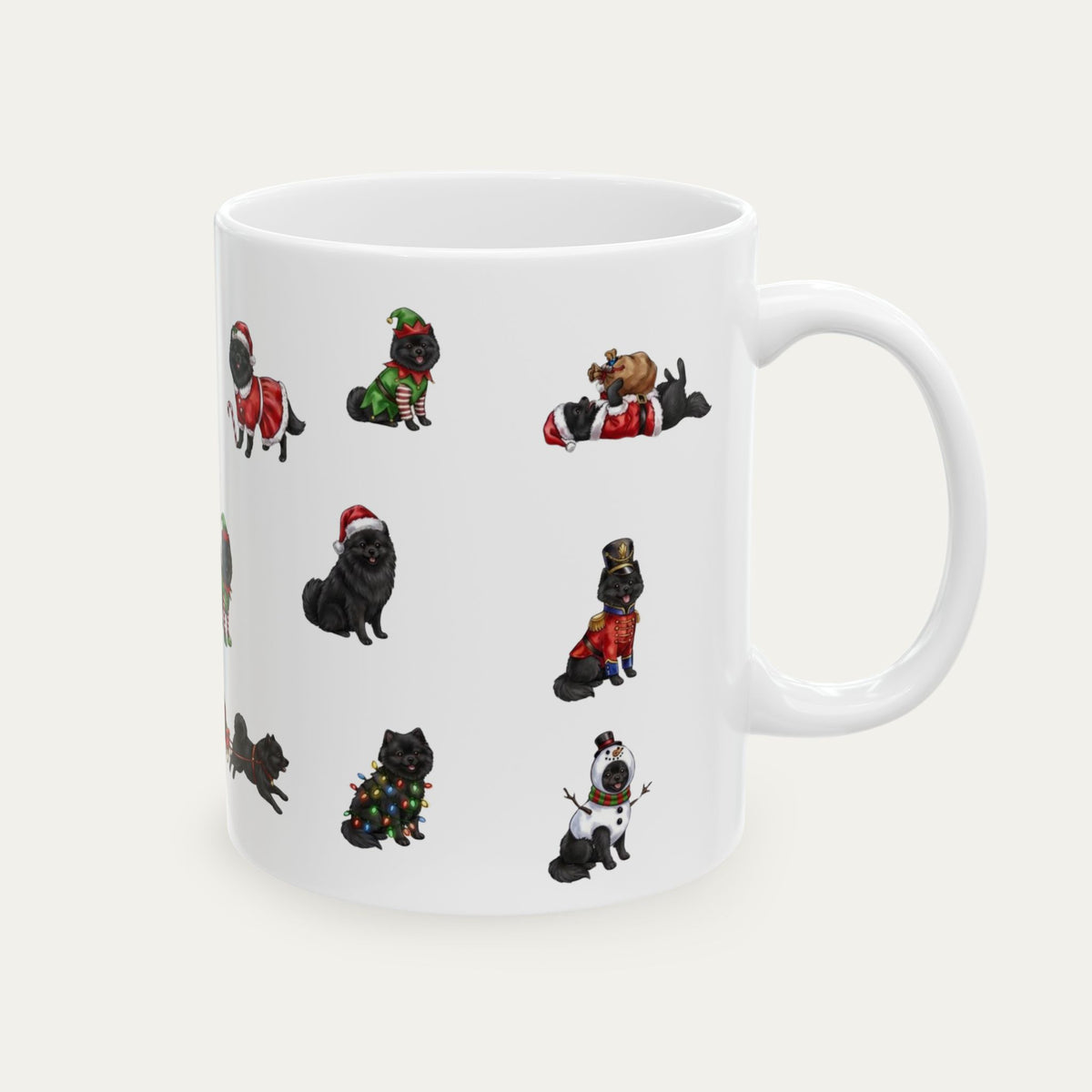 Pomeranian Black Christmas Mug