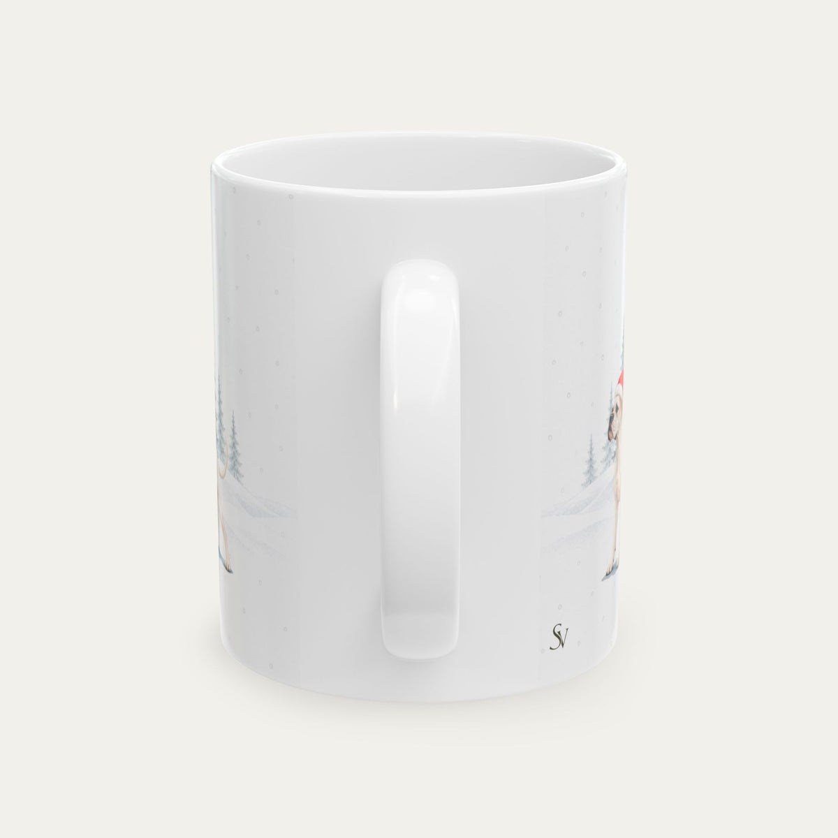 Custom Boxer  White  Christmas Santa Hat Mug
