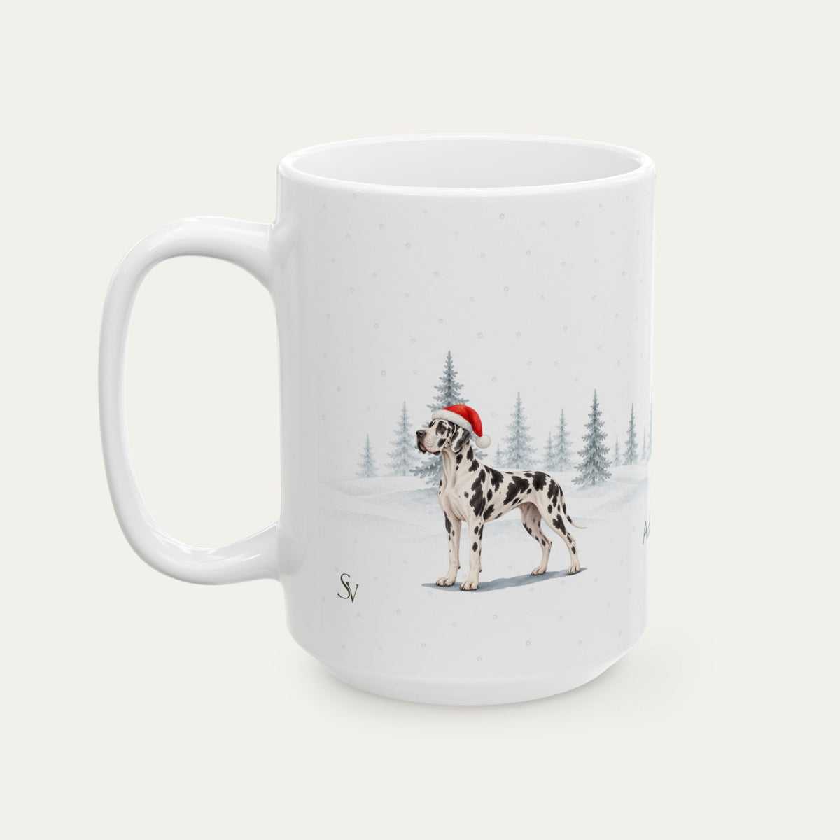 Custom Great Dane Harlequin  Christmas Santa Hat Mug