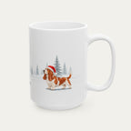 Custom Basset Hound Red and White Christmas Santa Hat Mug