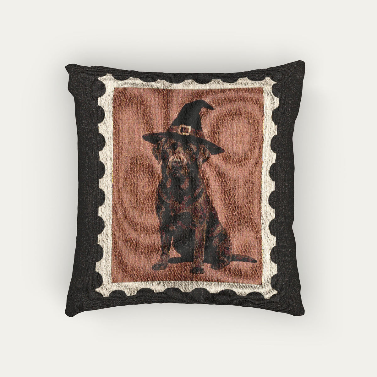 Labrador chocolate Halloween Woven Pillow