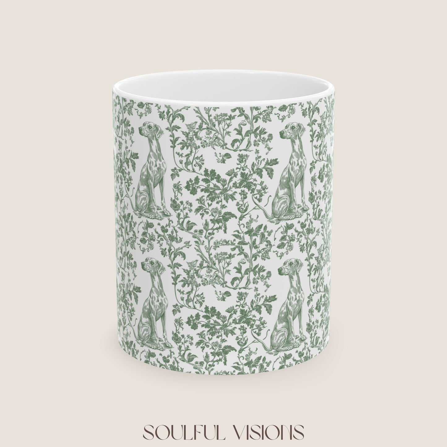 Whippet French Pastel Toile De Jouy Mug