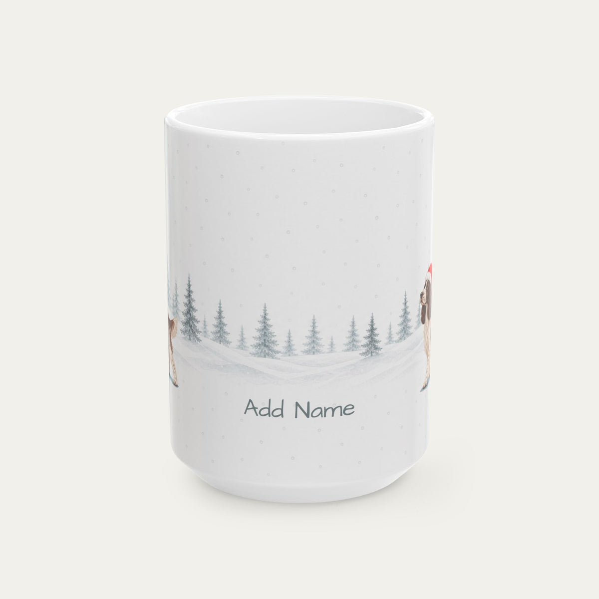 Custom English Springer Spaniel Liver and White Santa Hat Mug