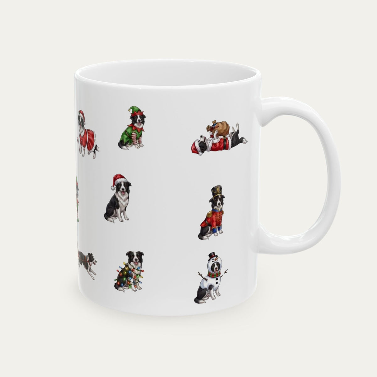 Border Collie Black and White Christmas Mug