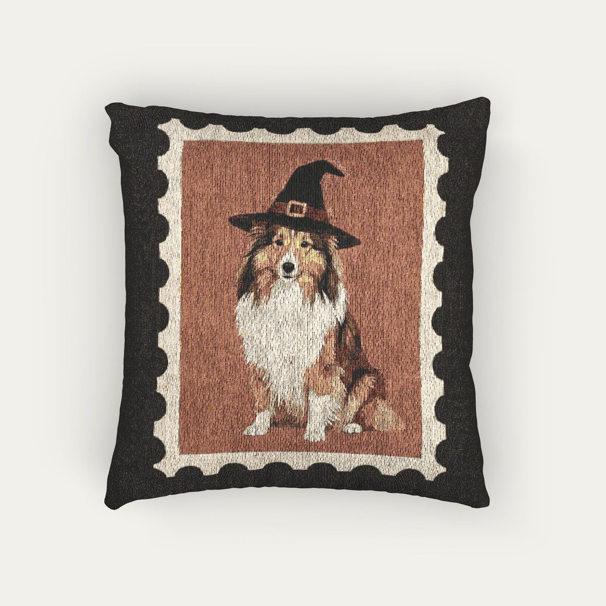 Shetland Sheepdog Halloween Woven Pillow