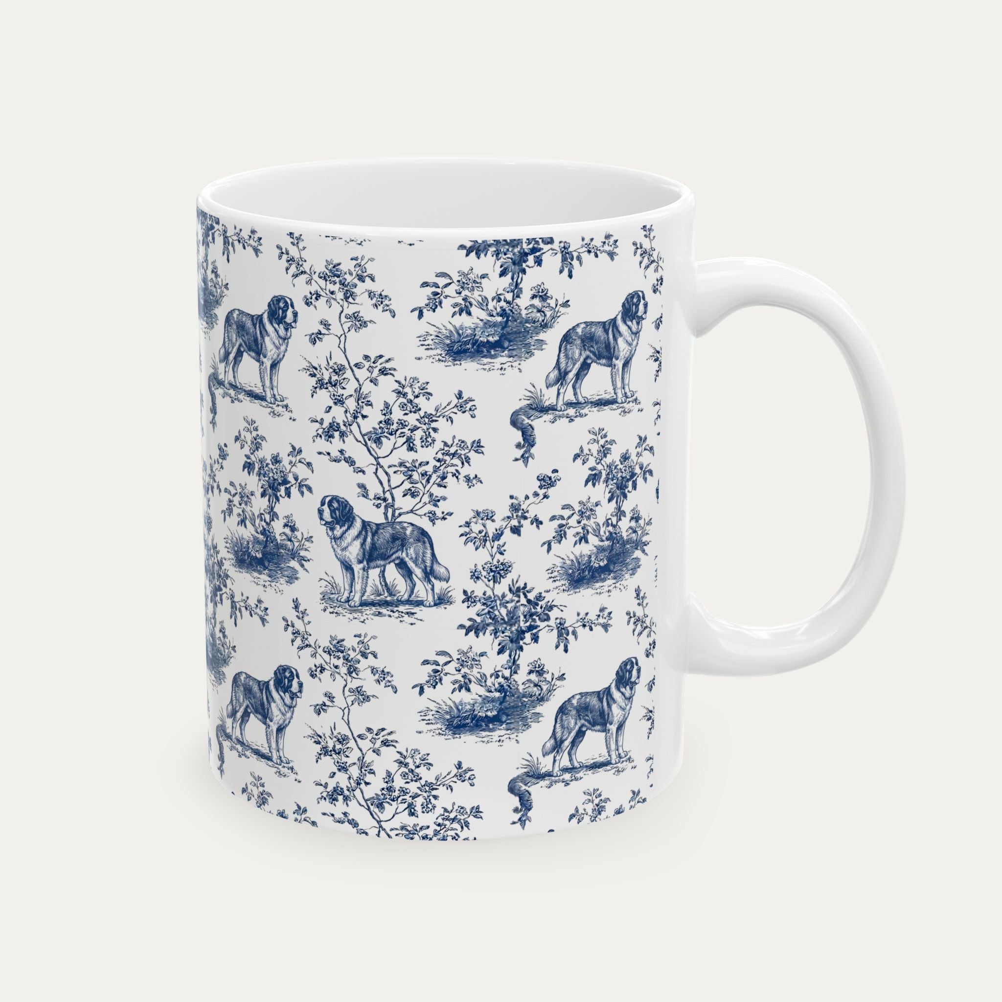 Saint Bernard Blue Toile Mug