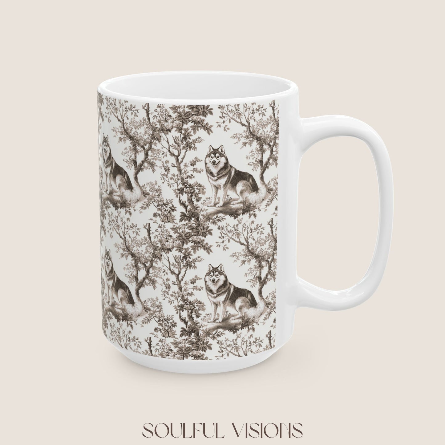 Husky Toile De Jouy Mug