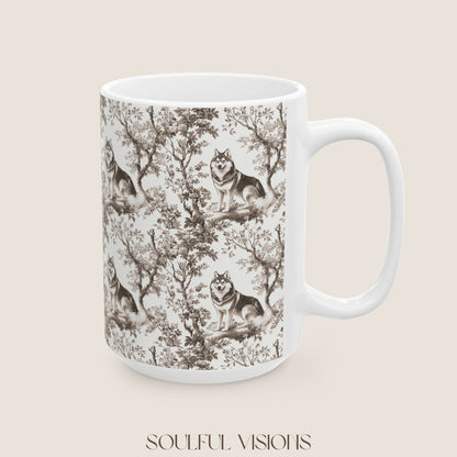 Husky Toile De Jouy Mug