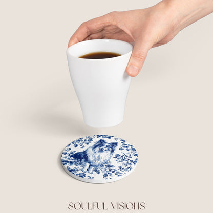 Shetland Sheepdog Ceramic Coaster French Toile