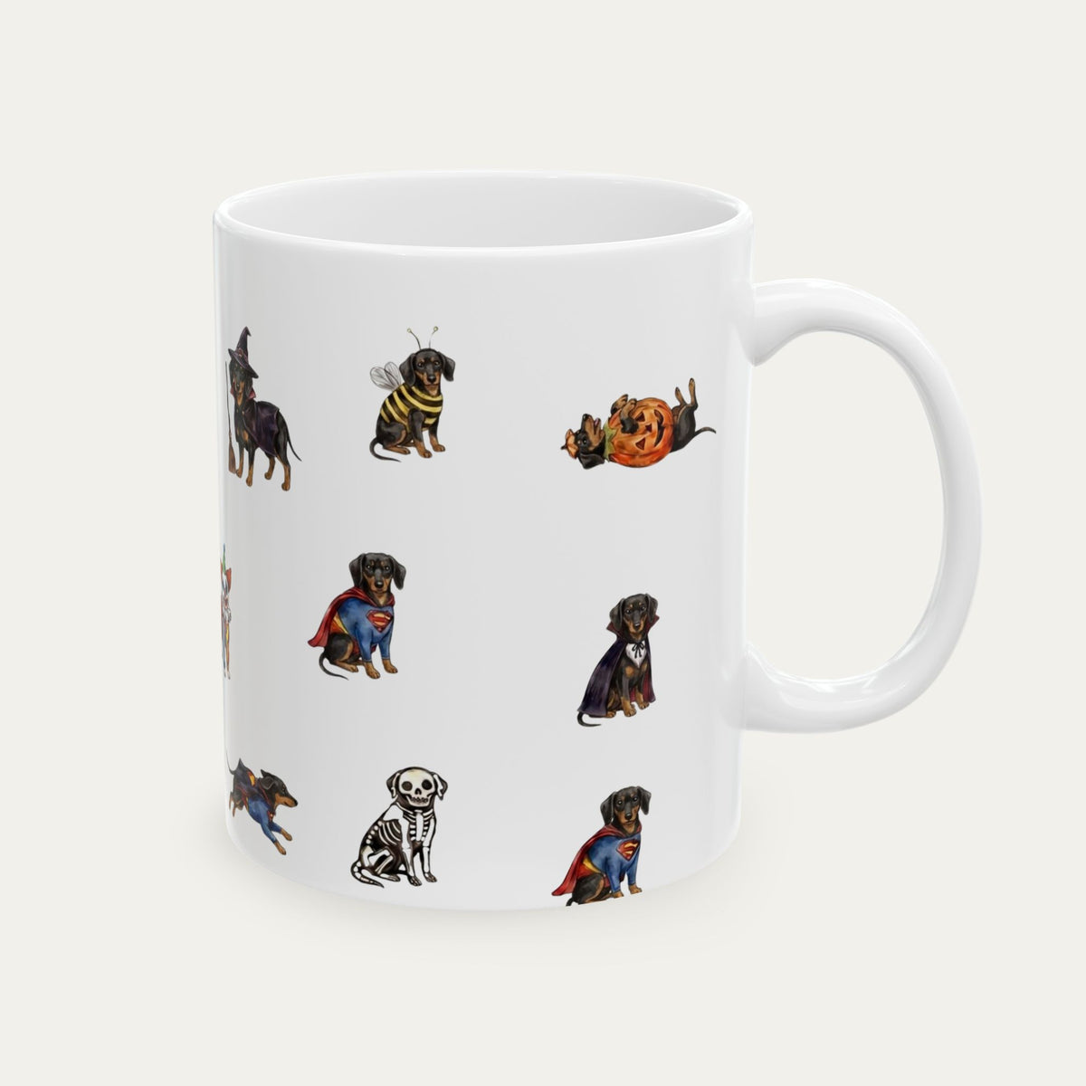 Dachshund SH Black and Tan Halloween mug