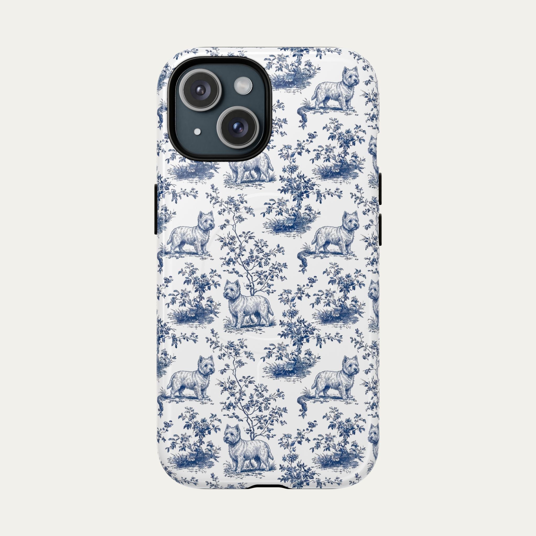 Westie Blue Toile Phone case