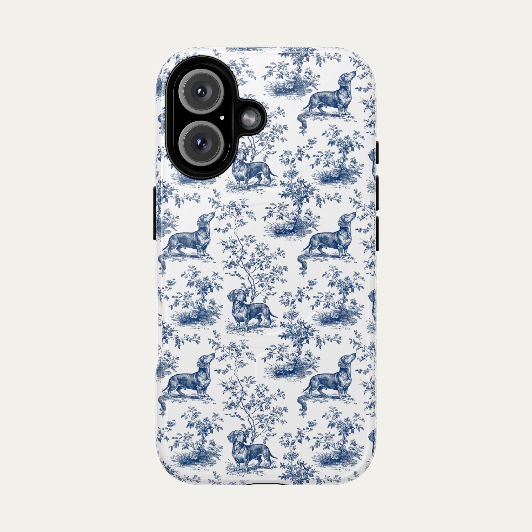 Dachshund Shorthaired Blue Toile Phone case