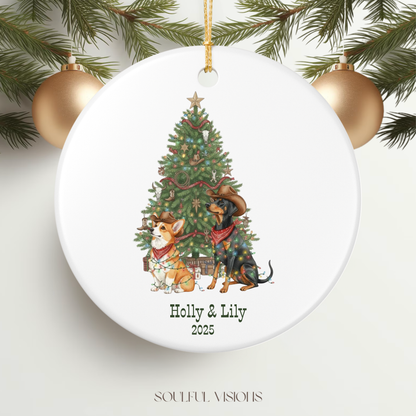 Custom Dog Cowboy Western Christmas Ornament