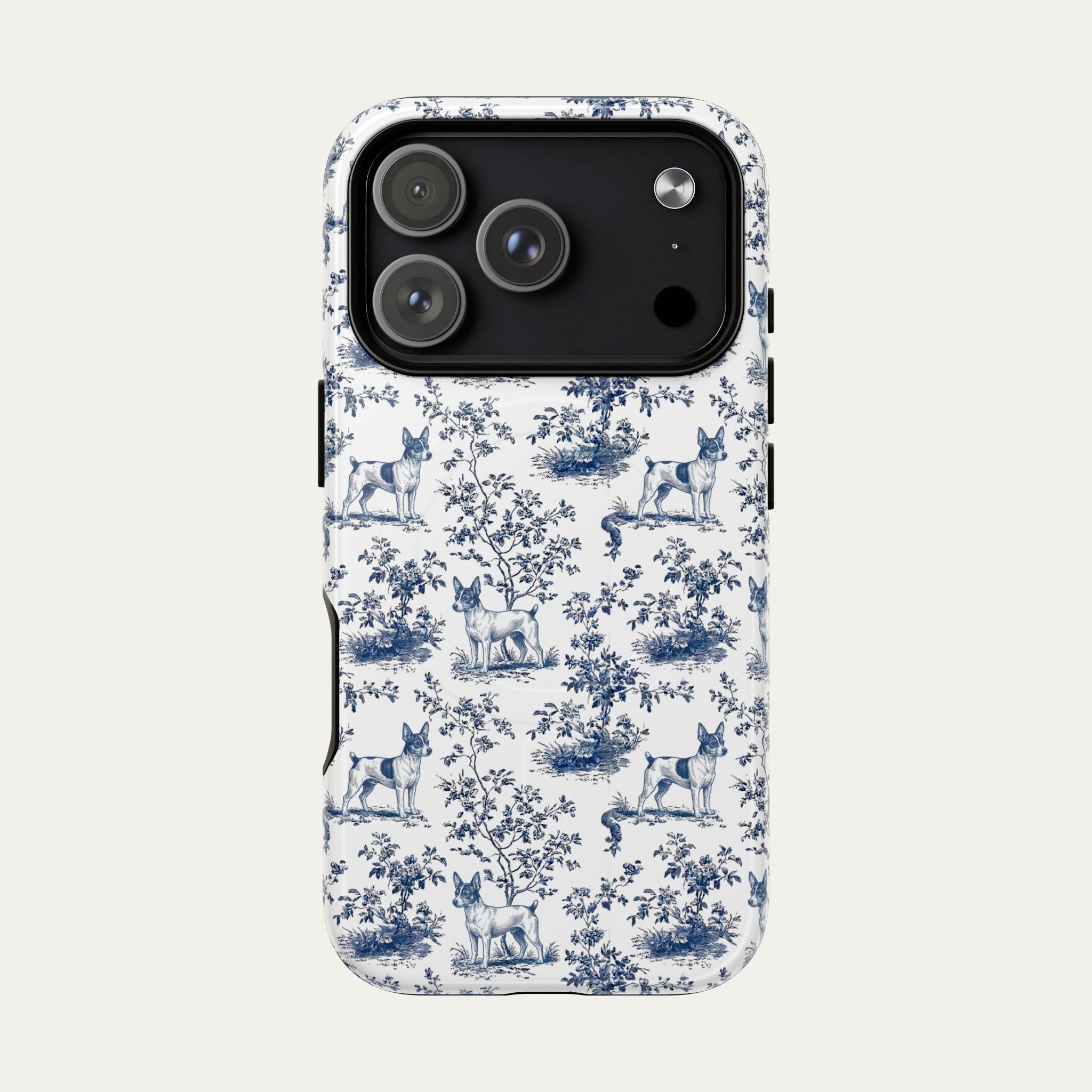 Toy Fox Terrier Blue Toile Phone case