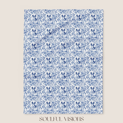Papillon French Toile De Jouy Blanket