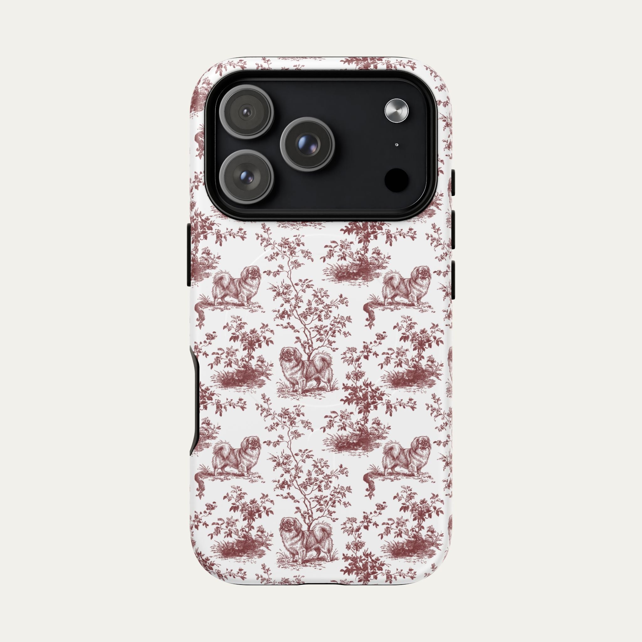 Pekingese Burgundy Toile phone Case