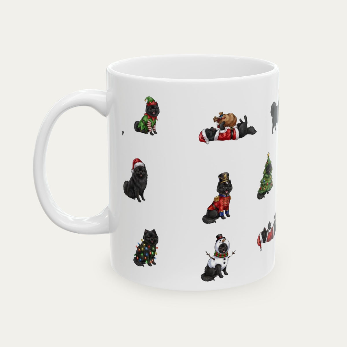 Pomeranian Black Christmas Mug