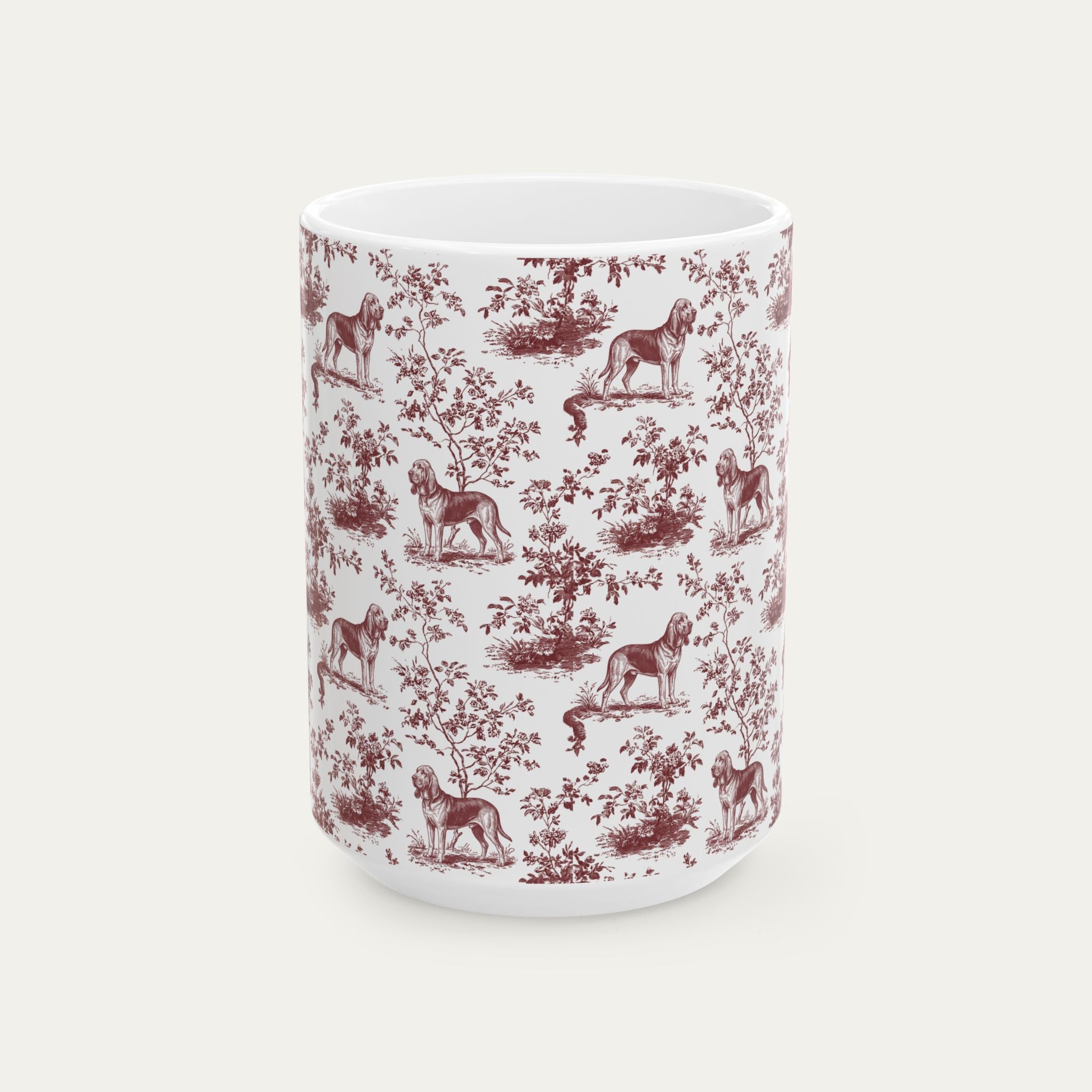 Bloodhound Burgundy Toile Mug