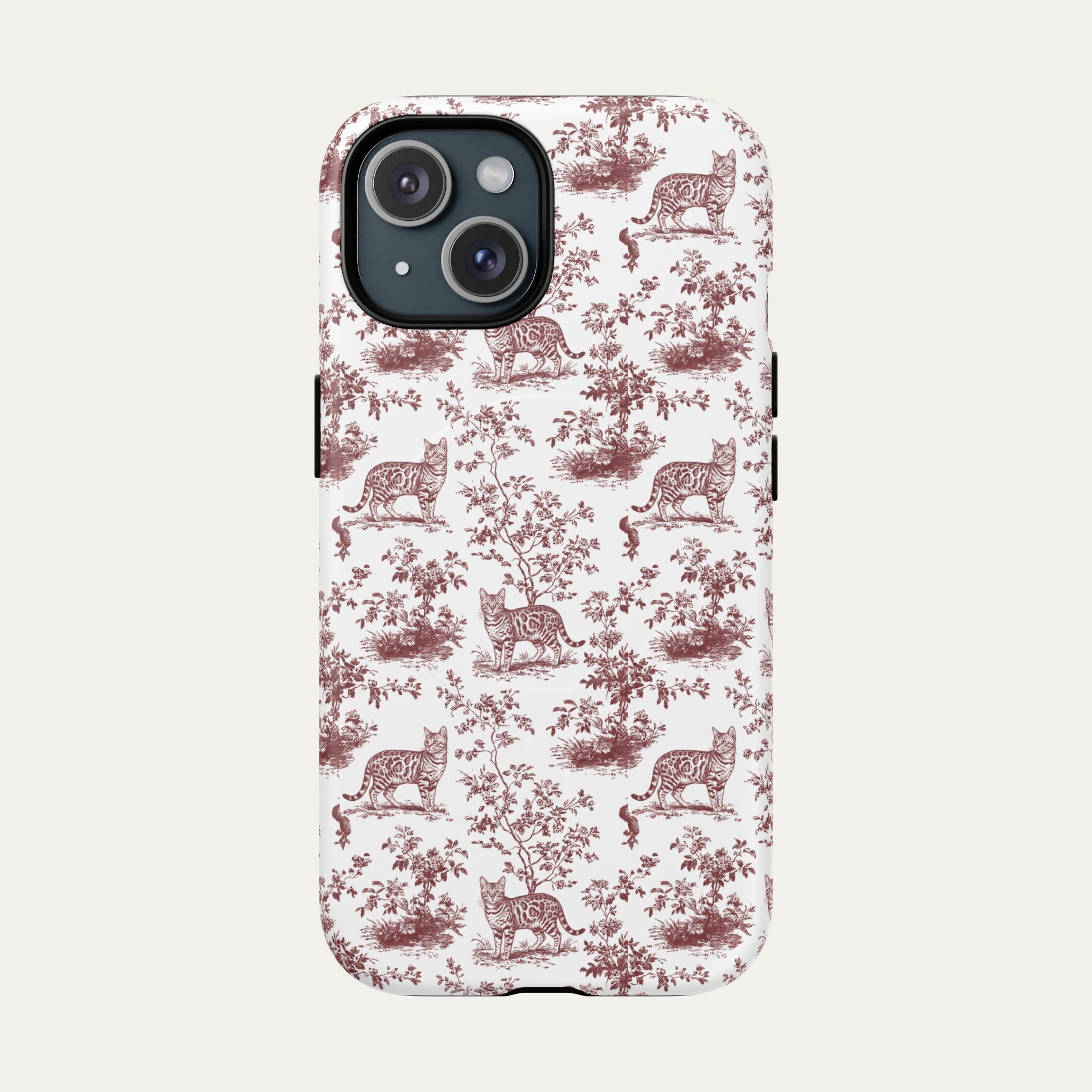 Bengal Cat Burgundy Toile phone Case