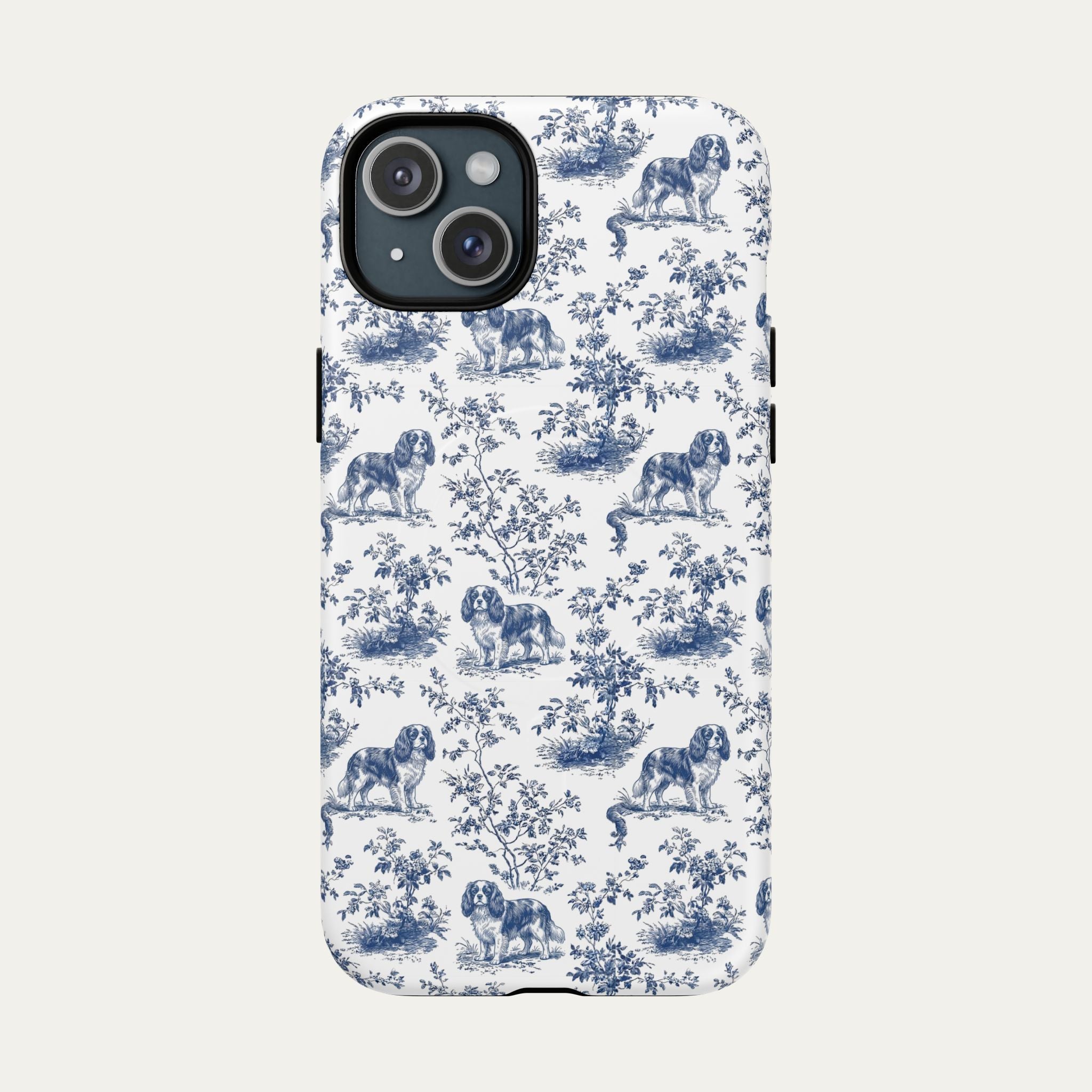 Cavalier Spaniel Blue Toile Phone case