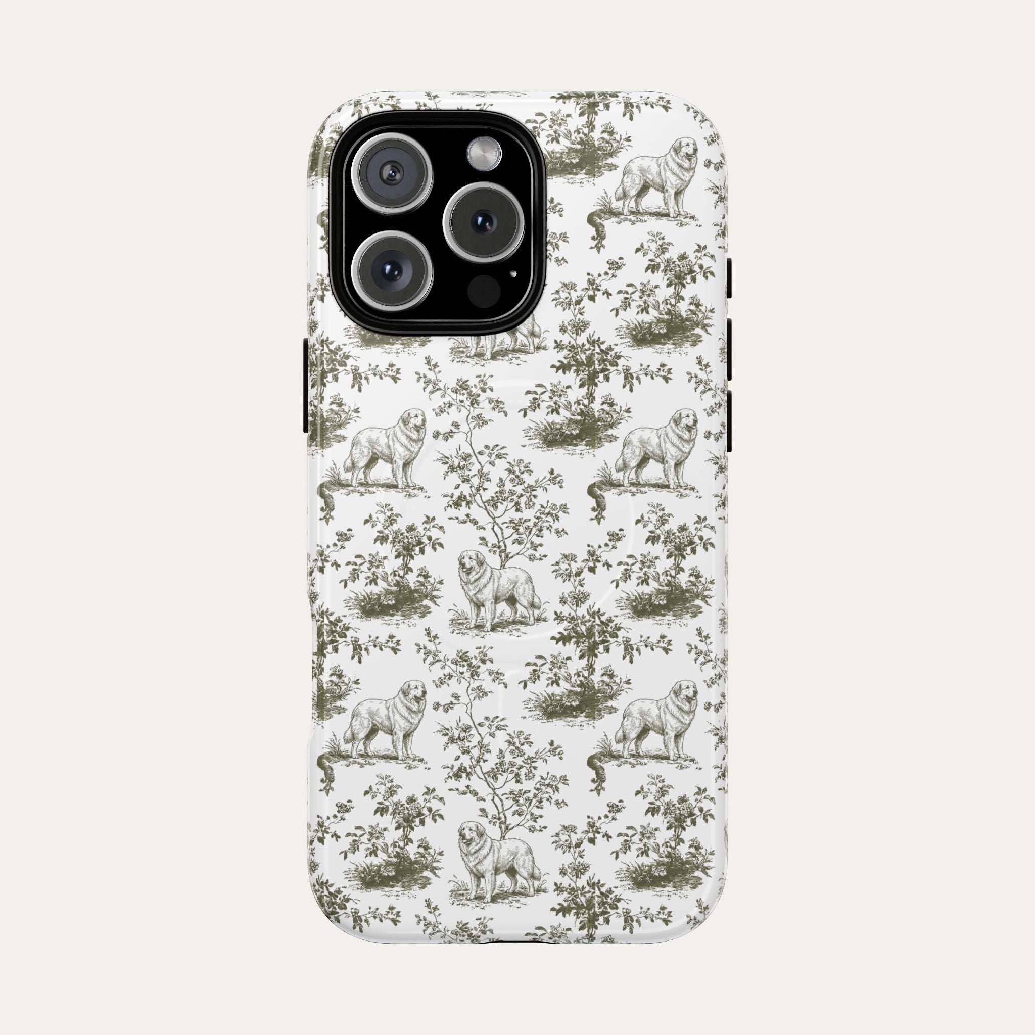 Great pyrenees Sage Green Toile phone Case