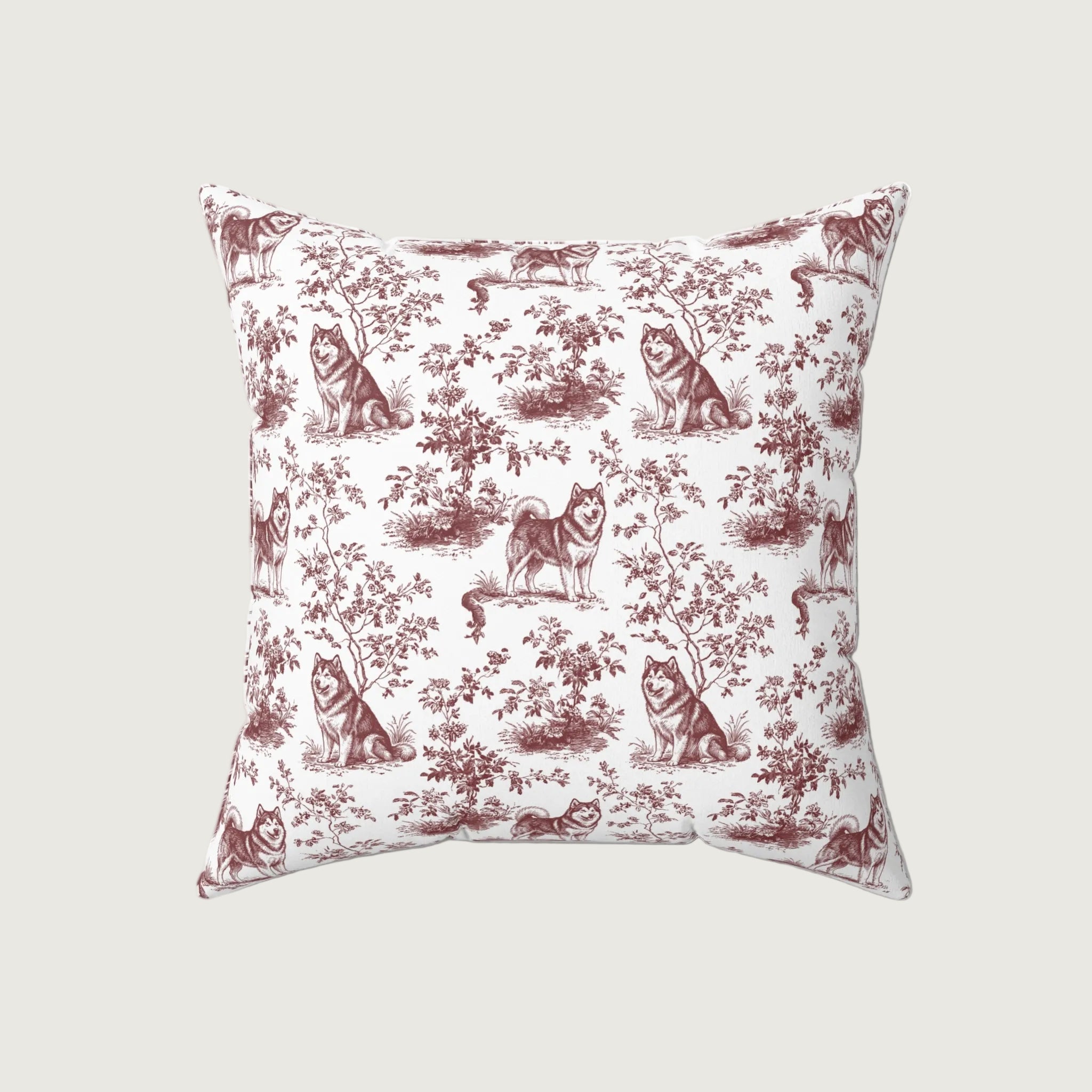 Dog Burgundy French Toile Pillow