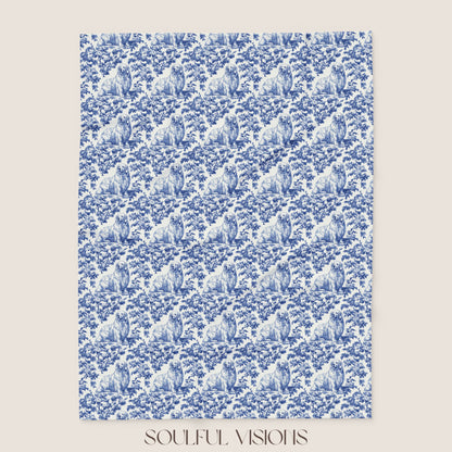 Great Pyrenees French Toile De Jouy Blanket