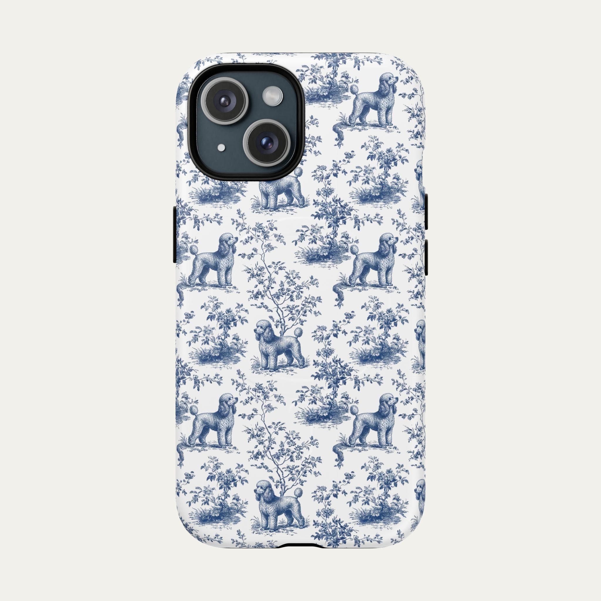 Poodle Blue Toile Phone case
