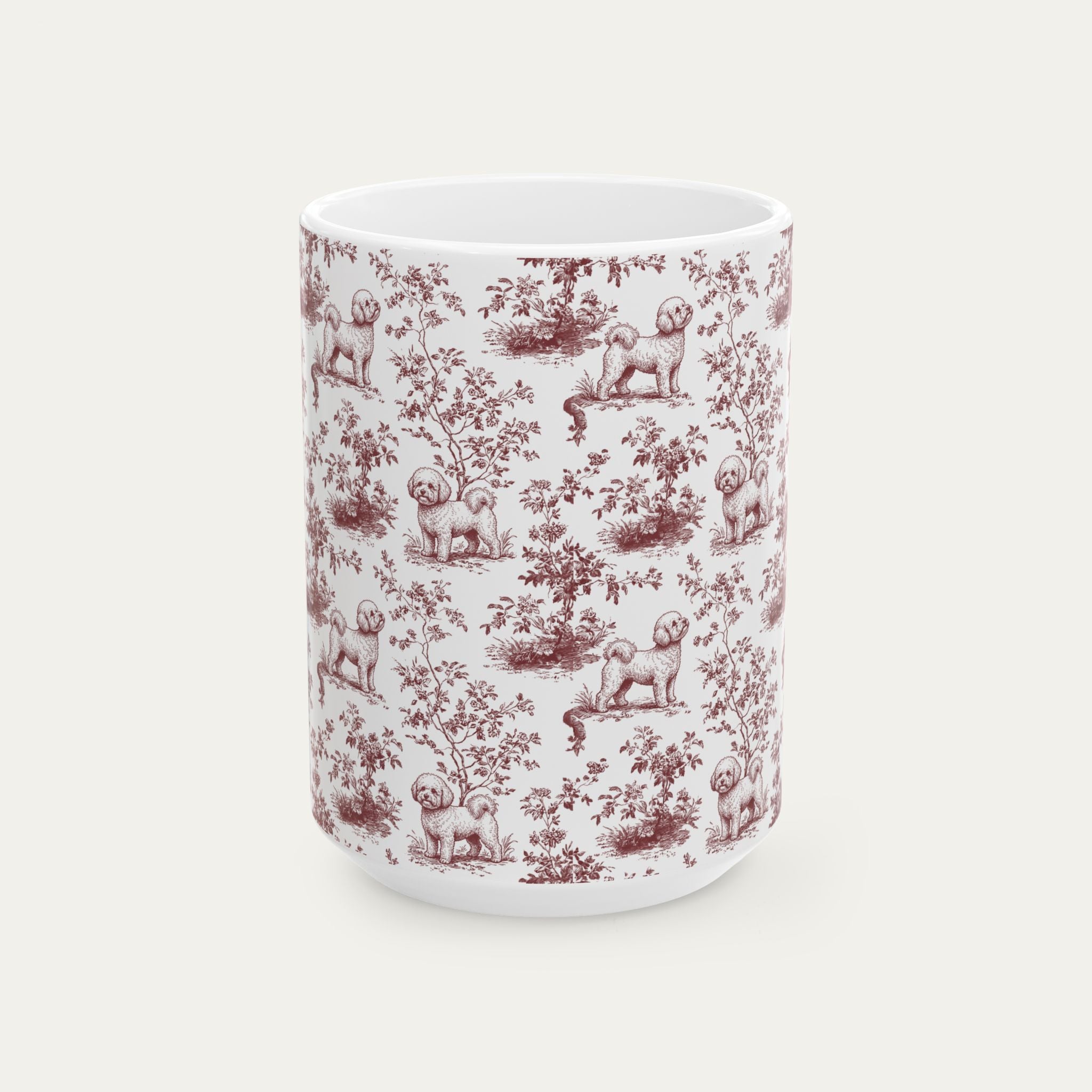 Bichon Frise Burgundy Toile Mug