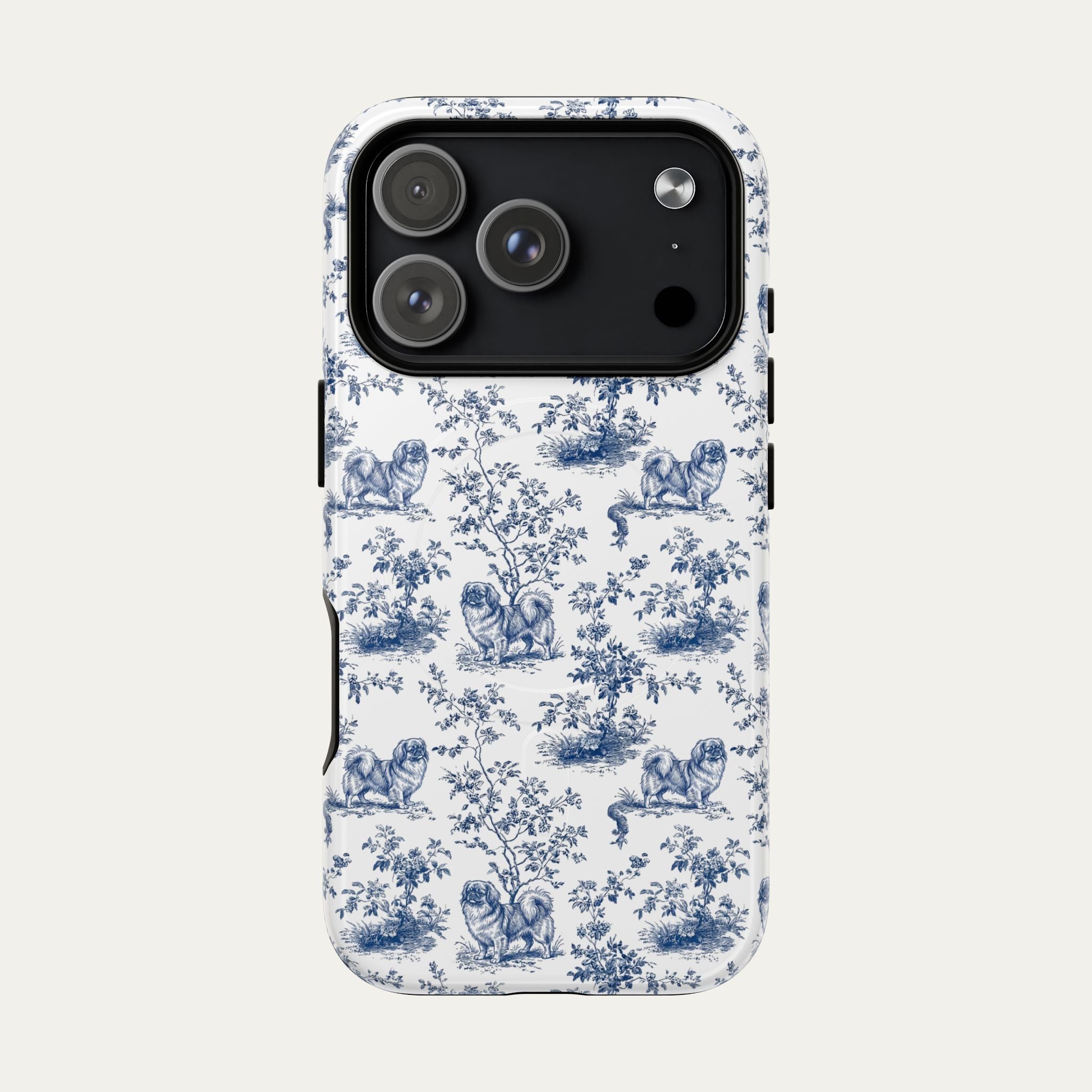 Pekingese Blue Toile Phone case
