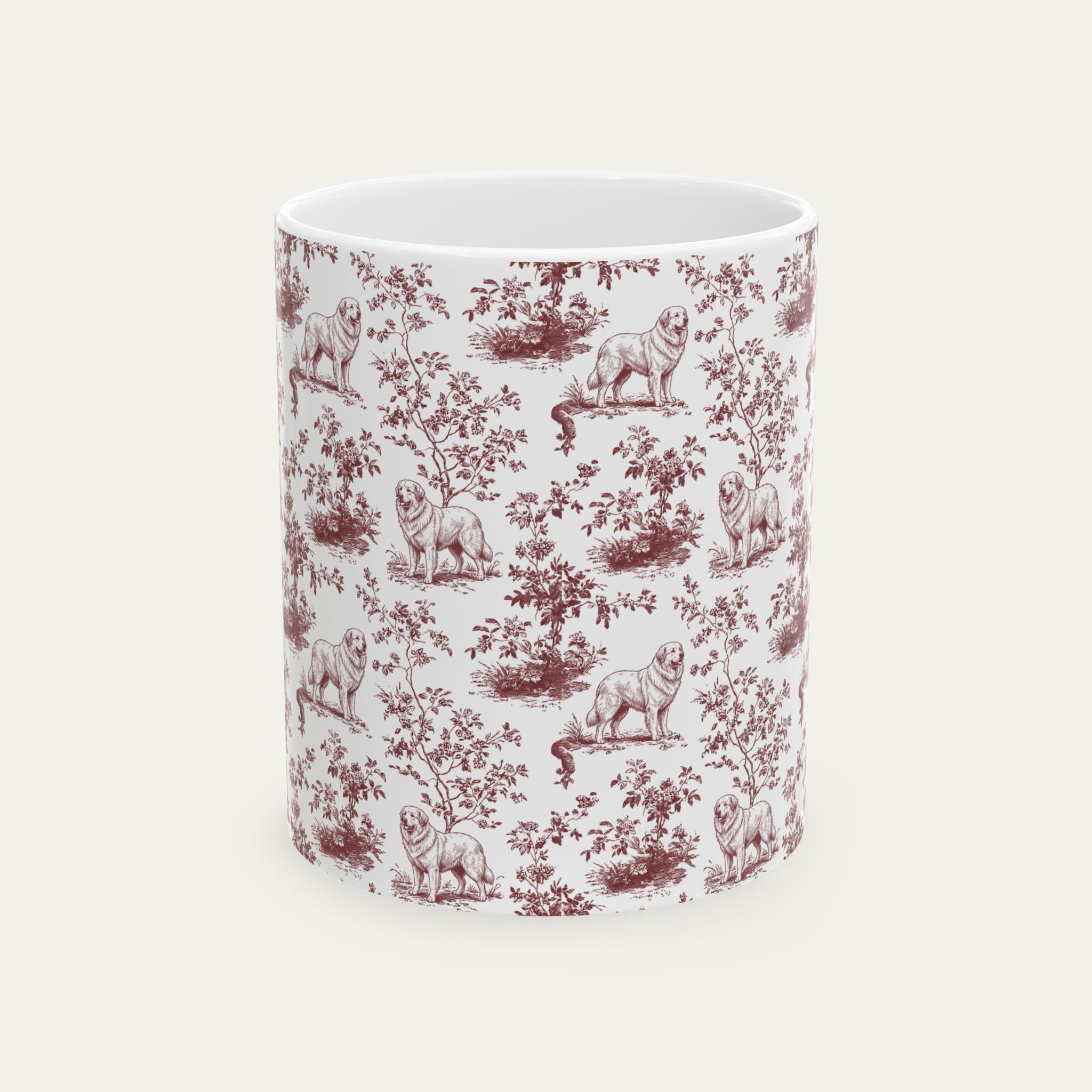 Great Pyrenees Burgundy Toile Mug