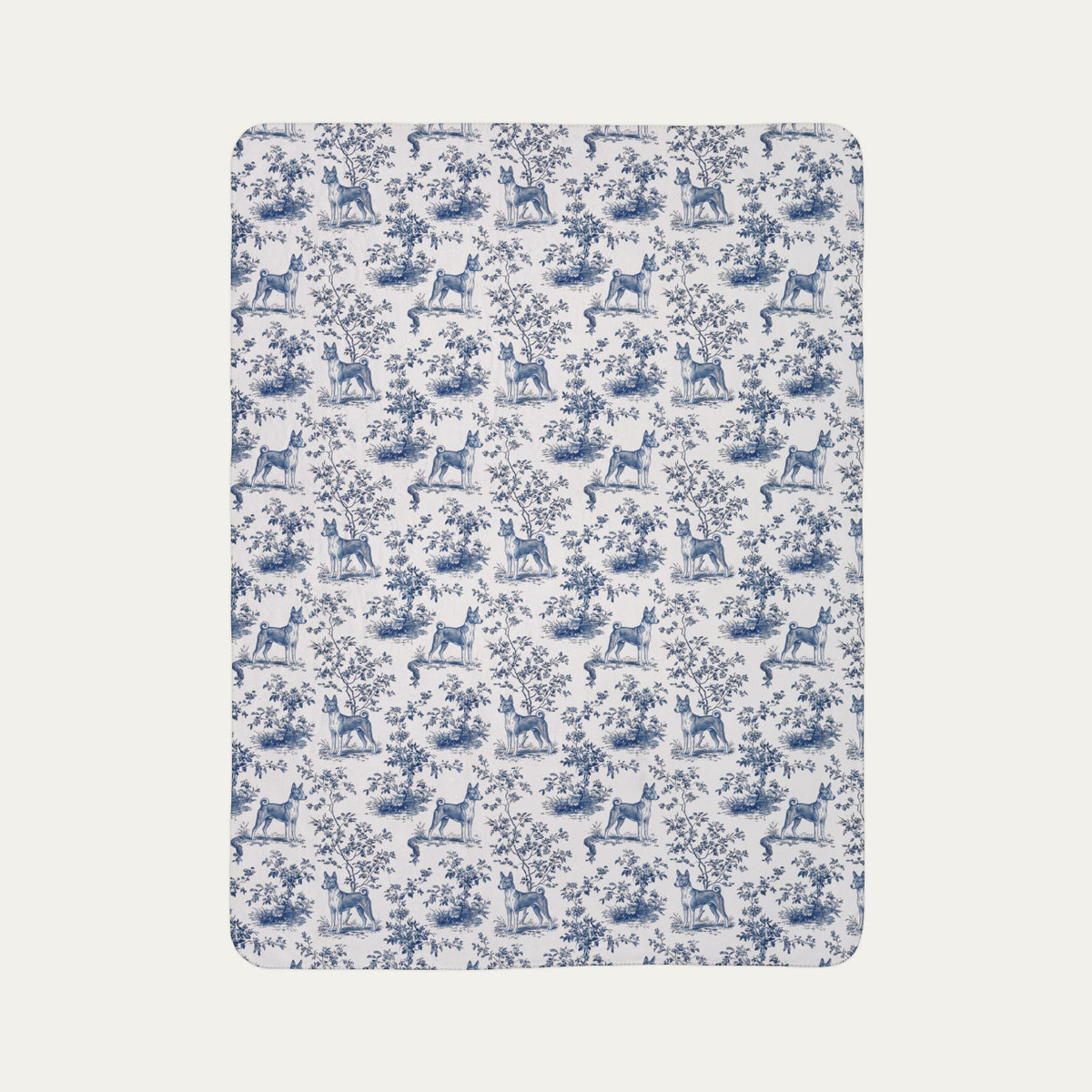 Basenji Toile De Jouy Fleece Blanket