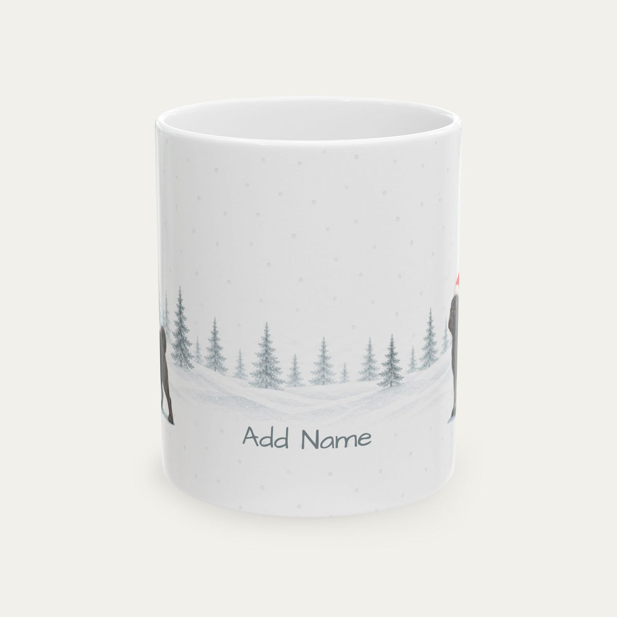 Custom Pug Black Christmas Santa Hat Mug