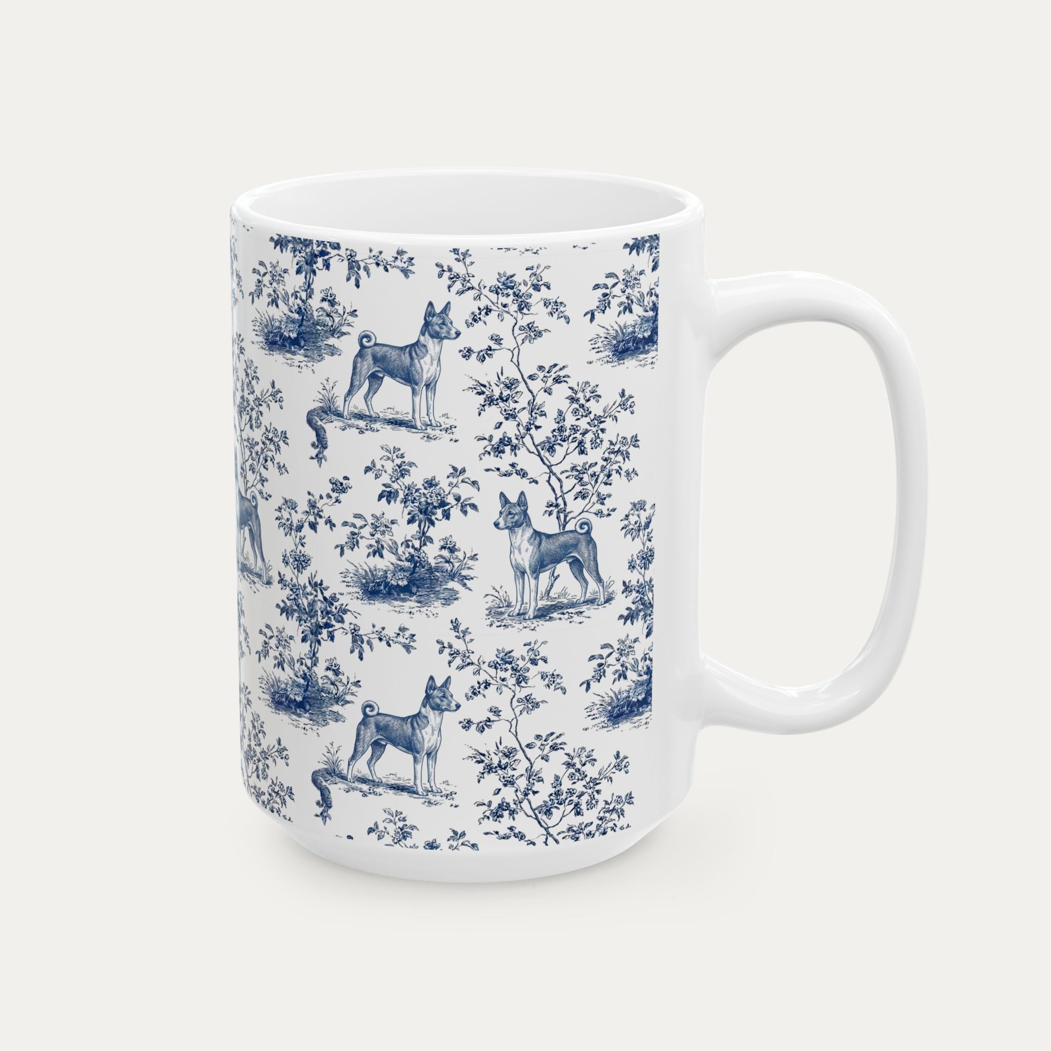 Basenji Blue Toile Mug