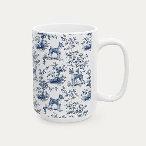 Basenji Blue Toile Mug