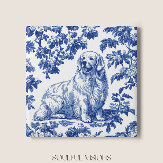 Great Pyrenees Ceramic Coaster French Toile