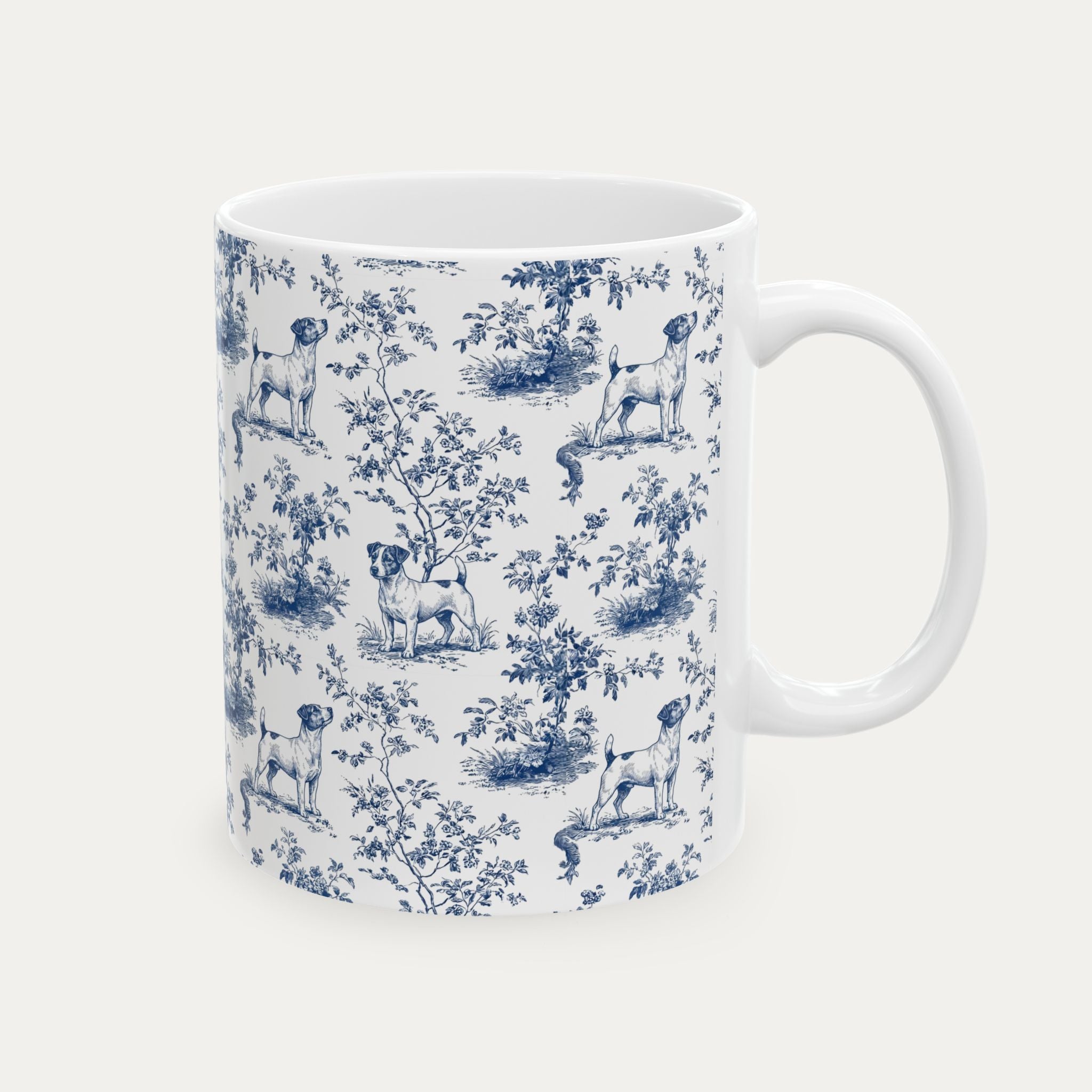 Jack Russell Terrier Blue Toile Mug